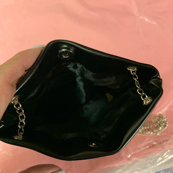 Black Shiny Glitter Bling Rhinestone Vegan Leather Shoulder Bag - Picture 9 of 9